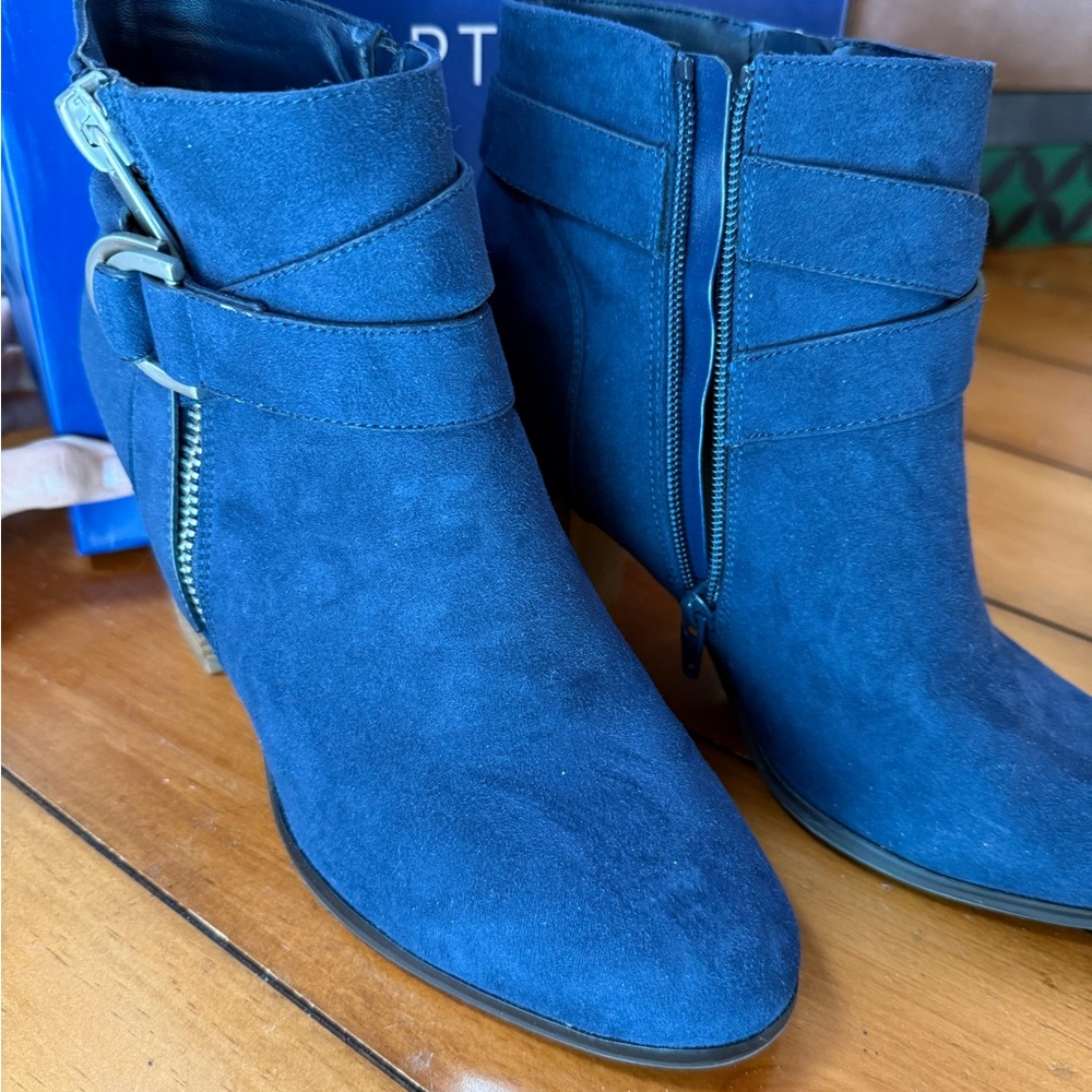 Apt. 9 Blue Ankle Boots with Buckle Detail